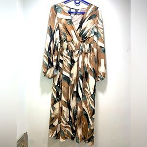 Gomorn women’s colorful dress brown and green size medium